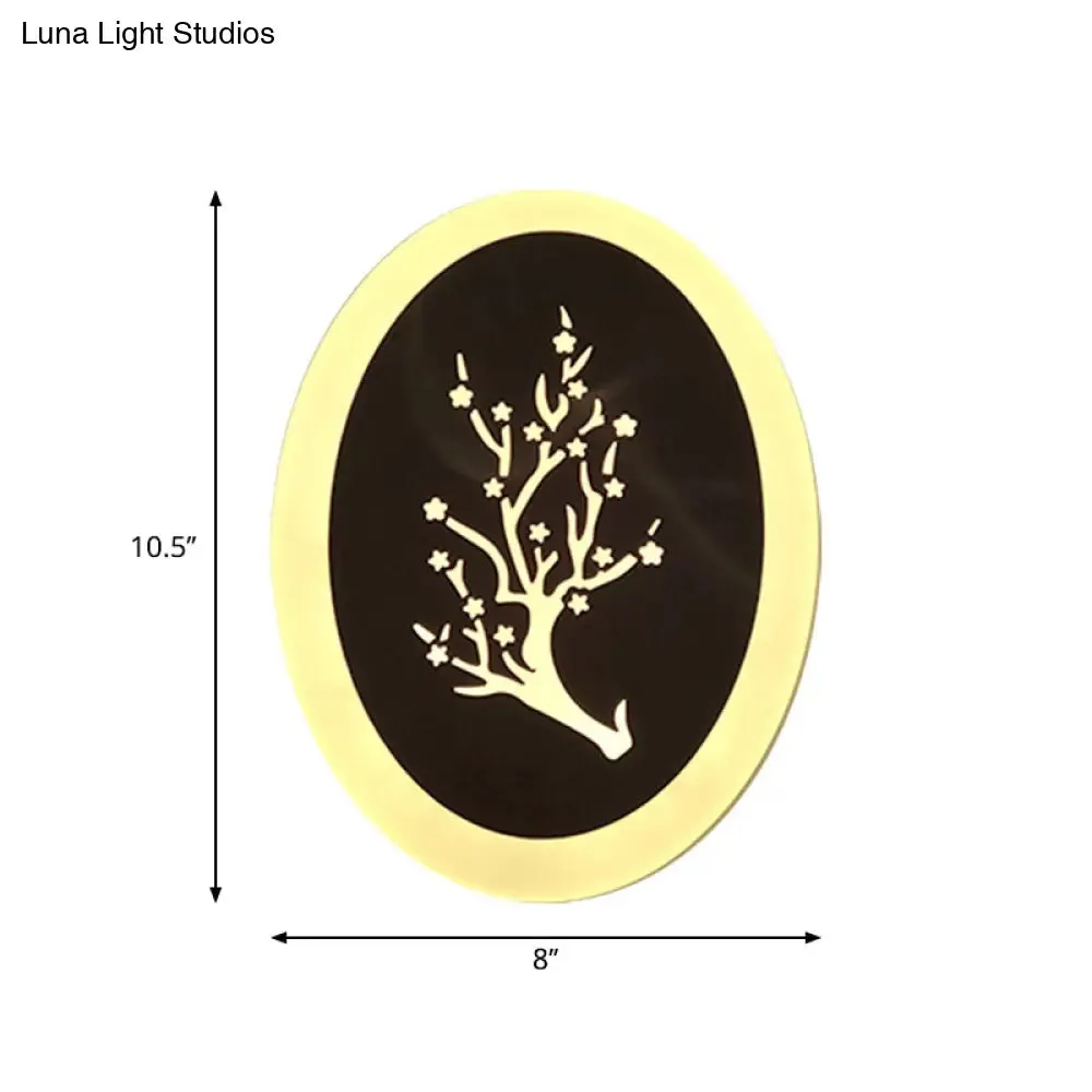 Minimalistic White Acrylic LED Wall Lamp for Bedroom - Diamond Twig Flower Design