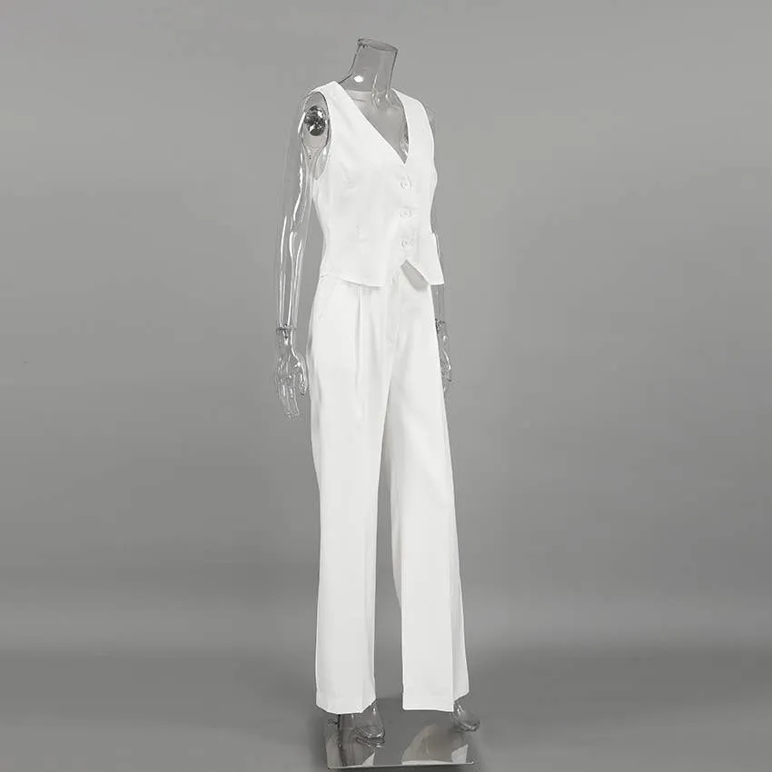 Miss Sparkling - 2-Piece Pants Suit: XL / White