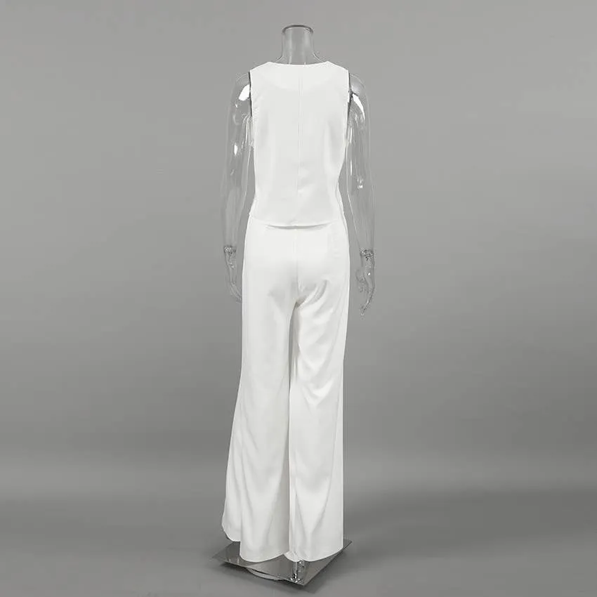Miss Sparkling - 2-Piece Pants Suit: XL / White