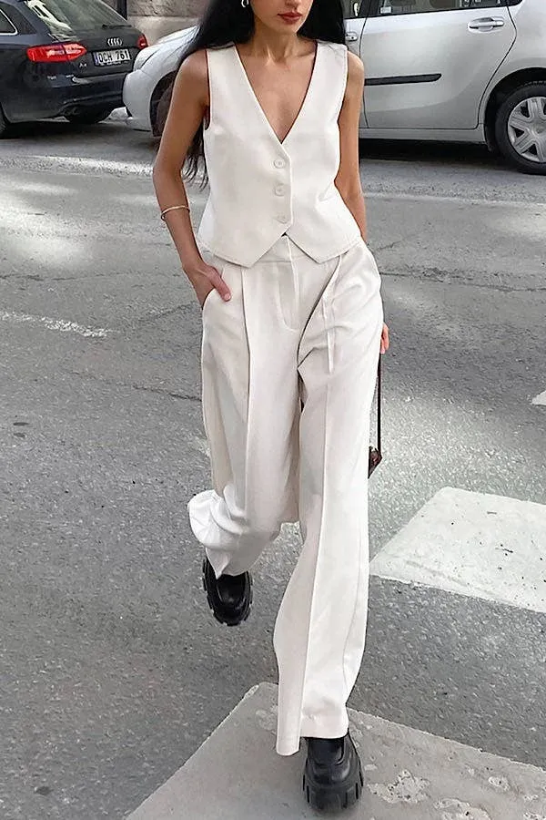 Miss Sparkling - 2-Piece Pants Suit: XL / White