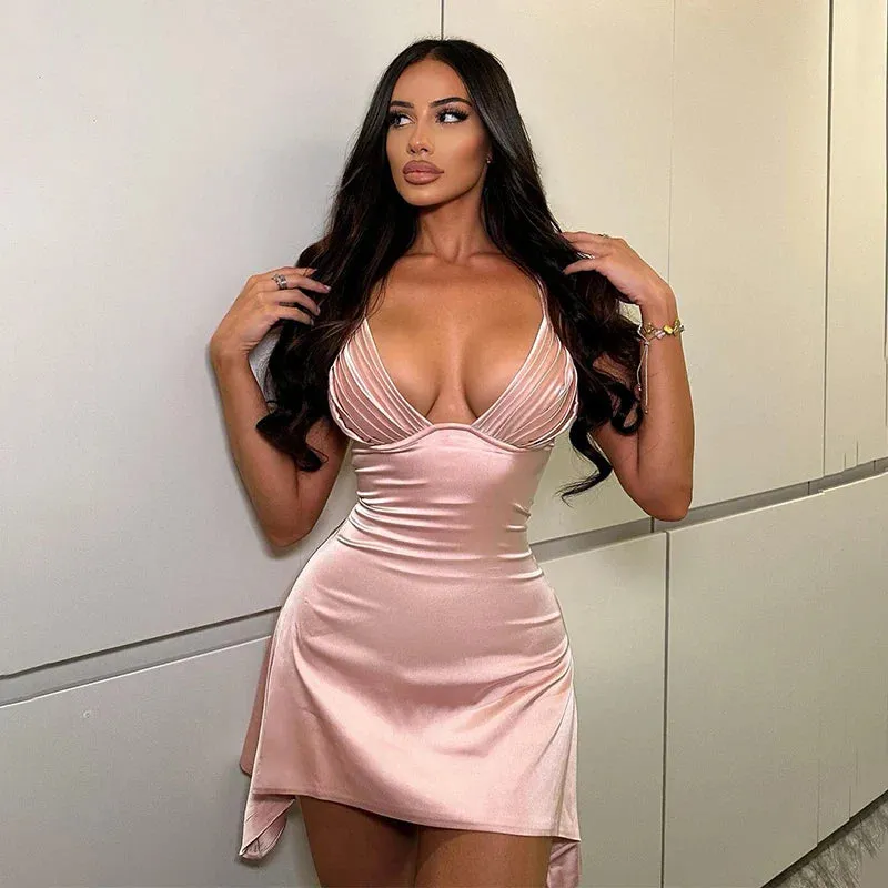 Nightclub Spaghetti Slim Bodycon A-line Townlike Mini Dress