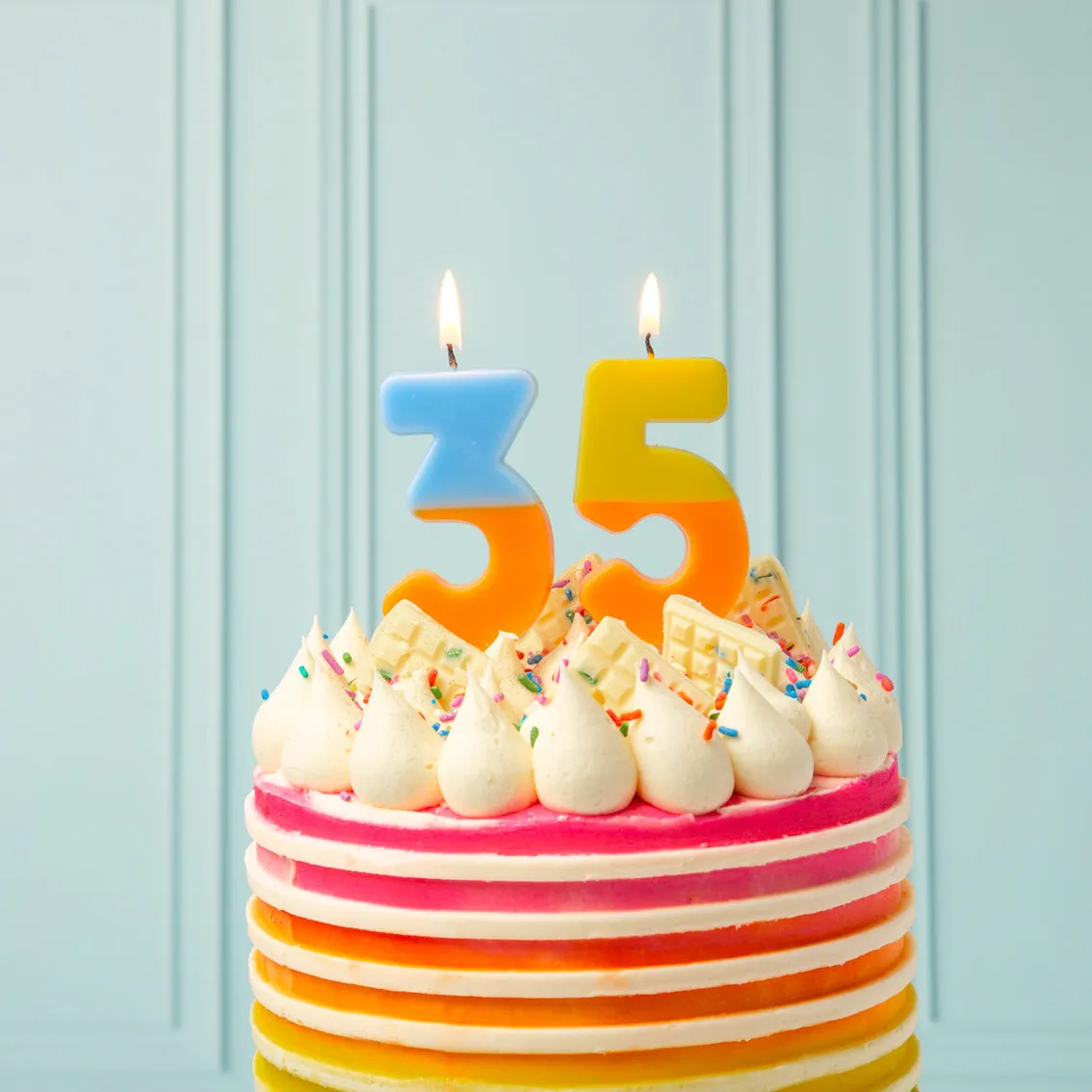 Orange and Yellow Birthday Number Candle - 5