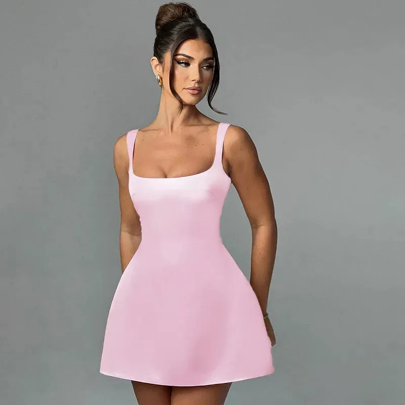 Party Mini Evening Splice Sleeveless Sexy Backless Big Elegant Suspender Dress