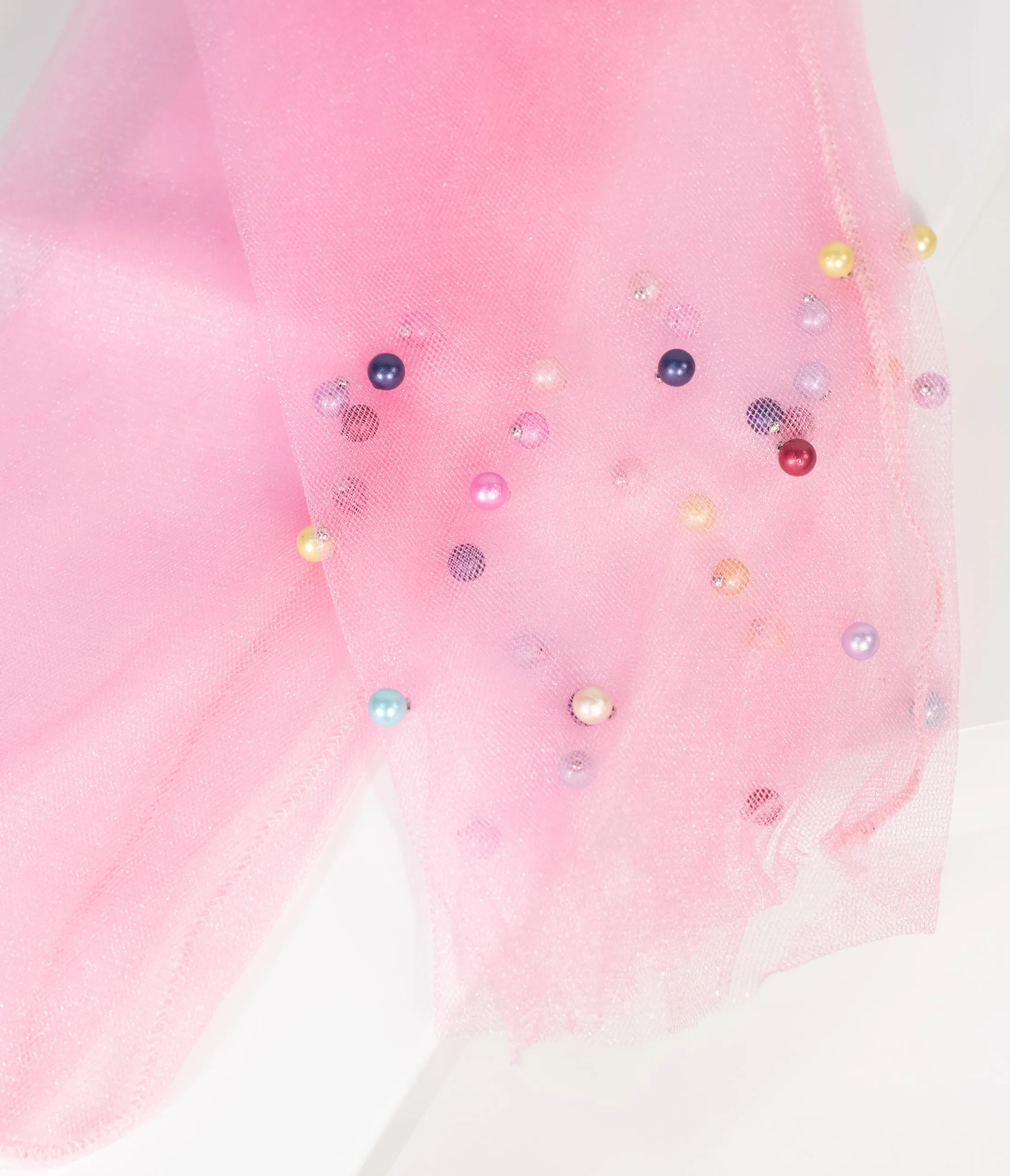 Pink & Multicolor Pearl Sheer Socks