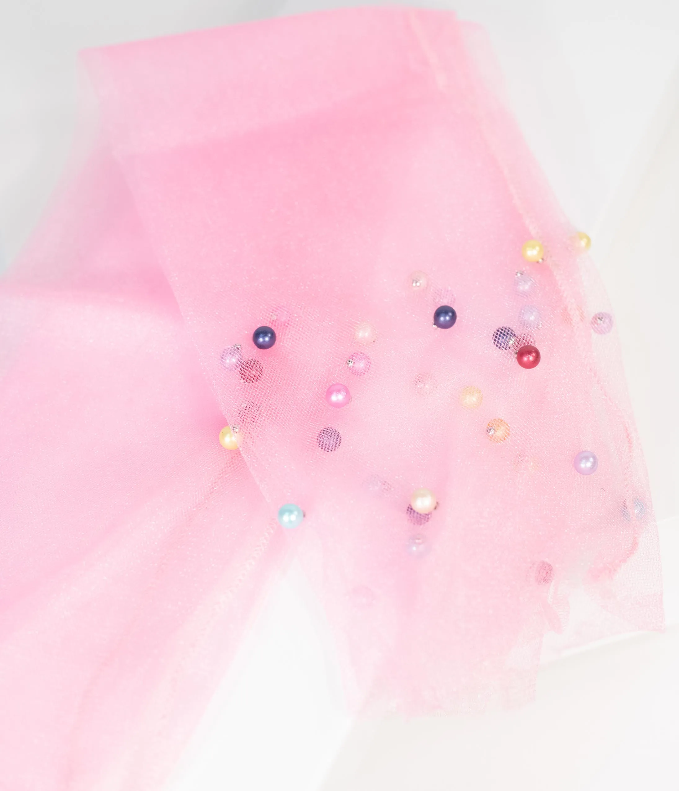 Pink & Multicolor Pearl Sheer Socks