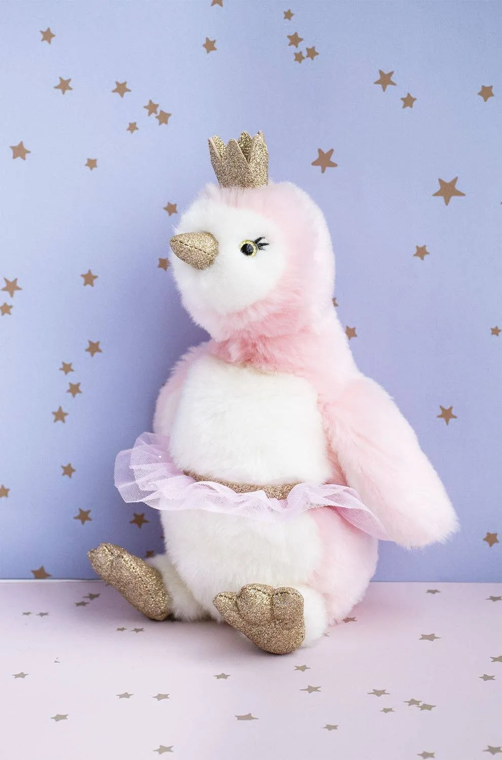 Pink Penguin Stuffed Animal with Glitter Accents