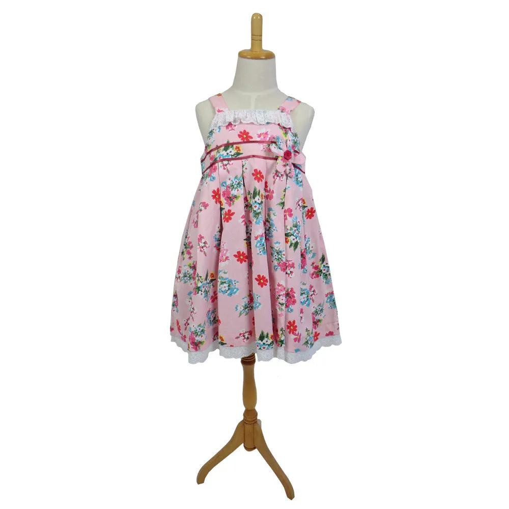 "Pink Floral" Dress with Lace Trim