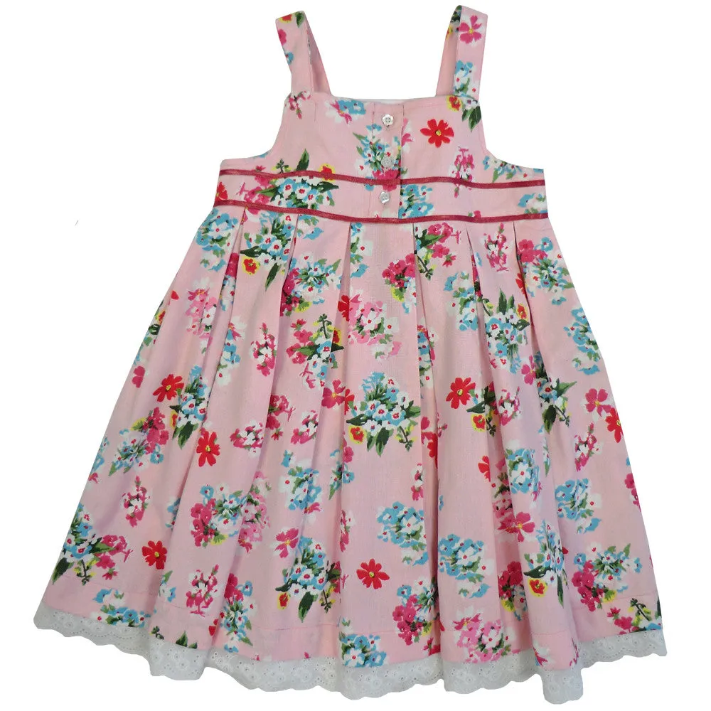 "Pink Floral" Dress with Lace Trim