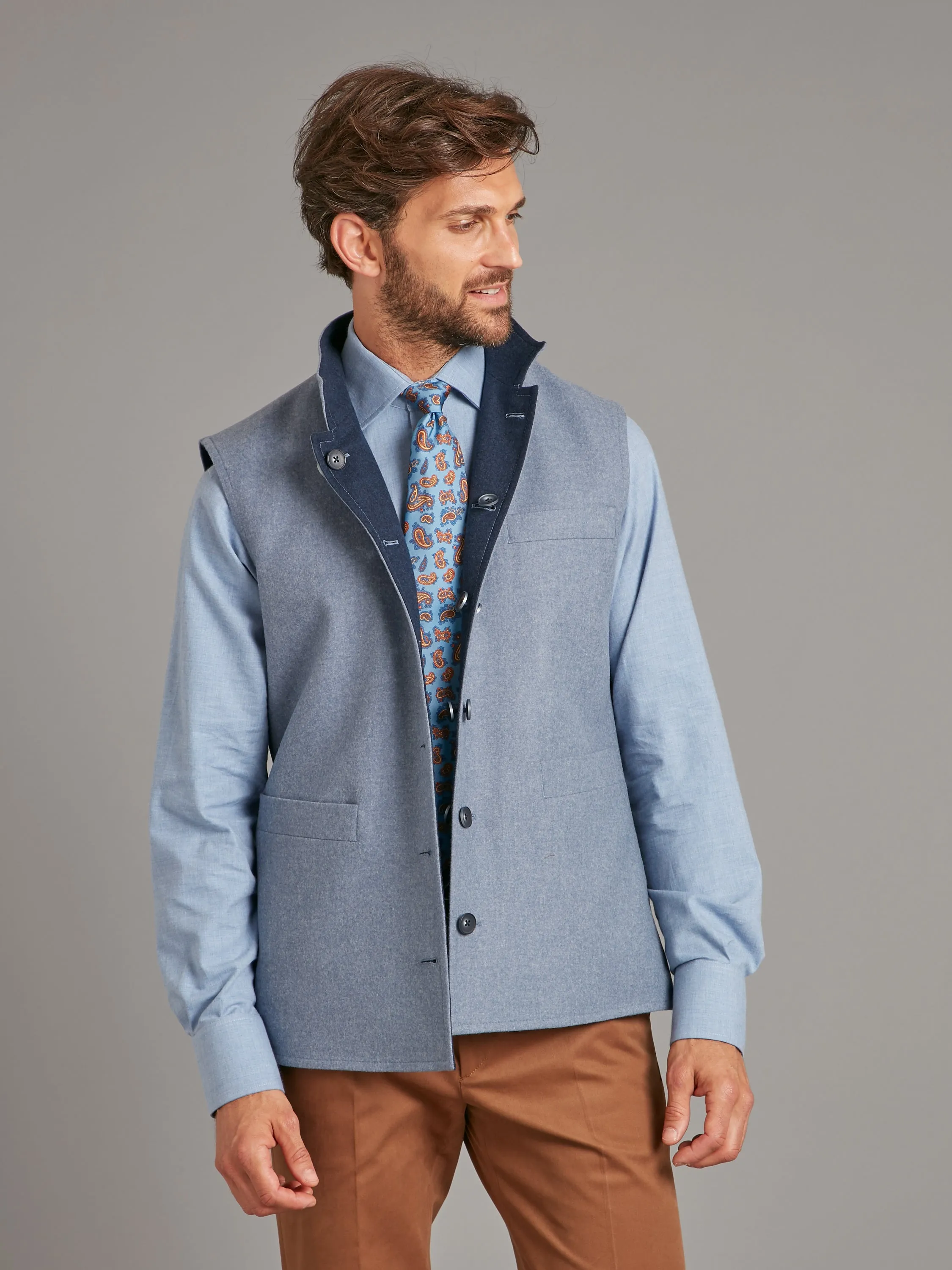 Reversible Vest - Ink Blue & Denim Loden