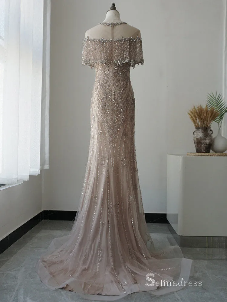 Selinadress Mermaid Scoop Luxury Rhinestone Prom Dress Formal Evening Gowns SC059