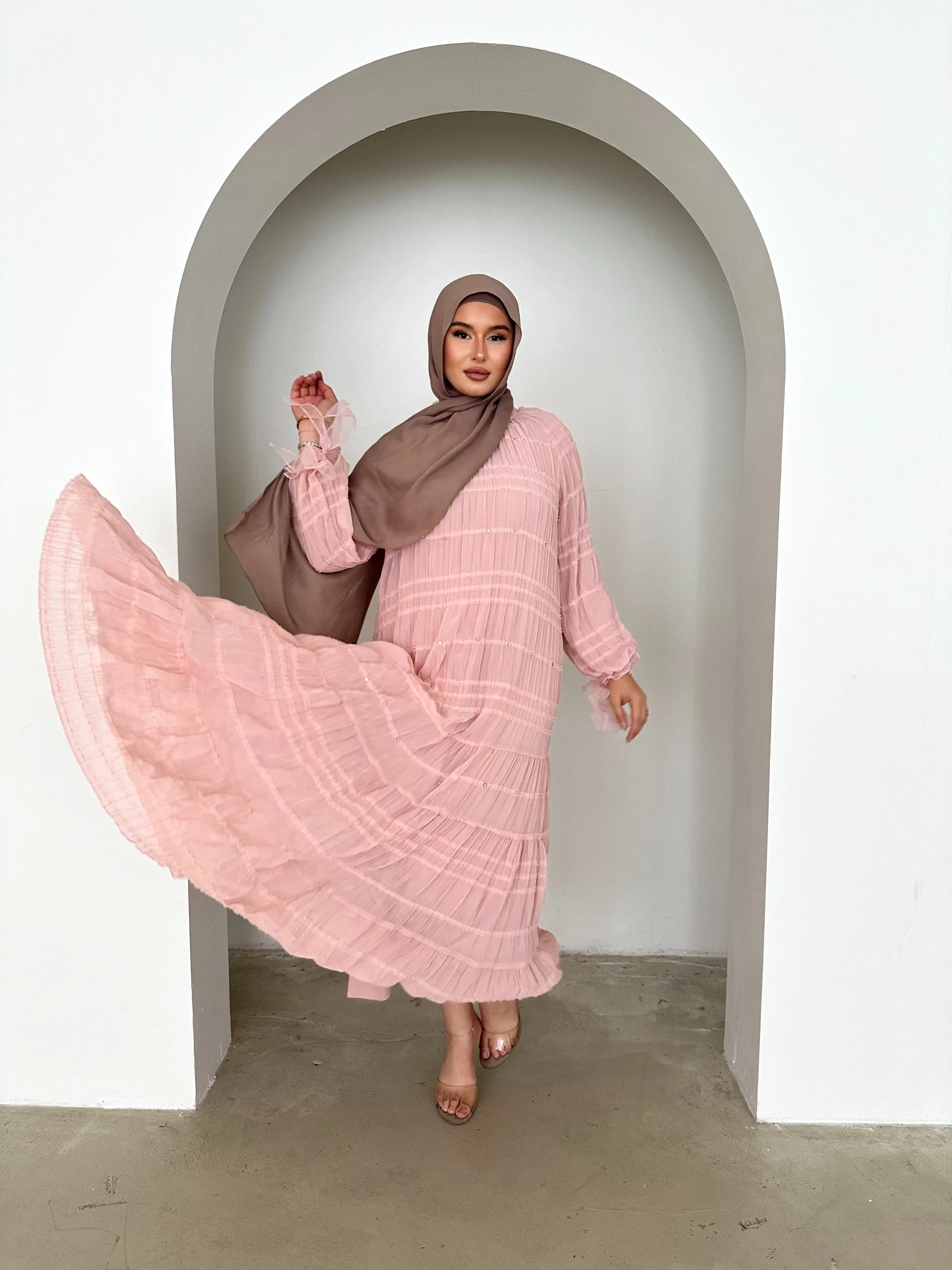 SHIRRED MAXI DRESS