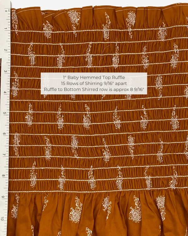 Smocked Shirred Fabric and Straps | Burnt Orange Paisley