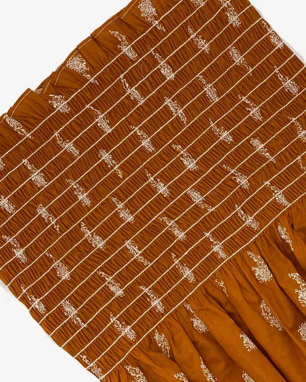 Smocked Shirred Fabric and Straps | Burnt Orange Paisley