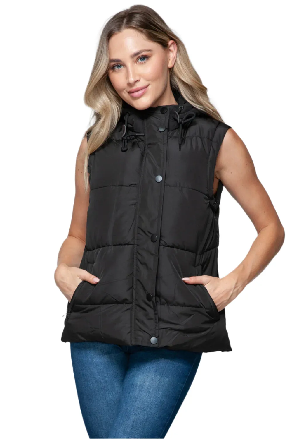Snobbish Snap and Zip Closure Hooded Vest