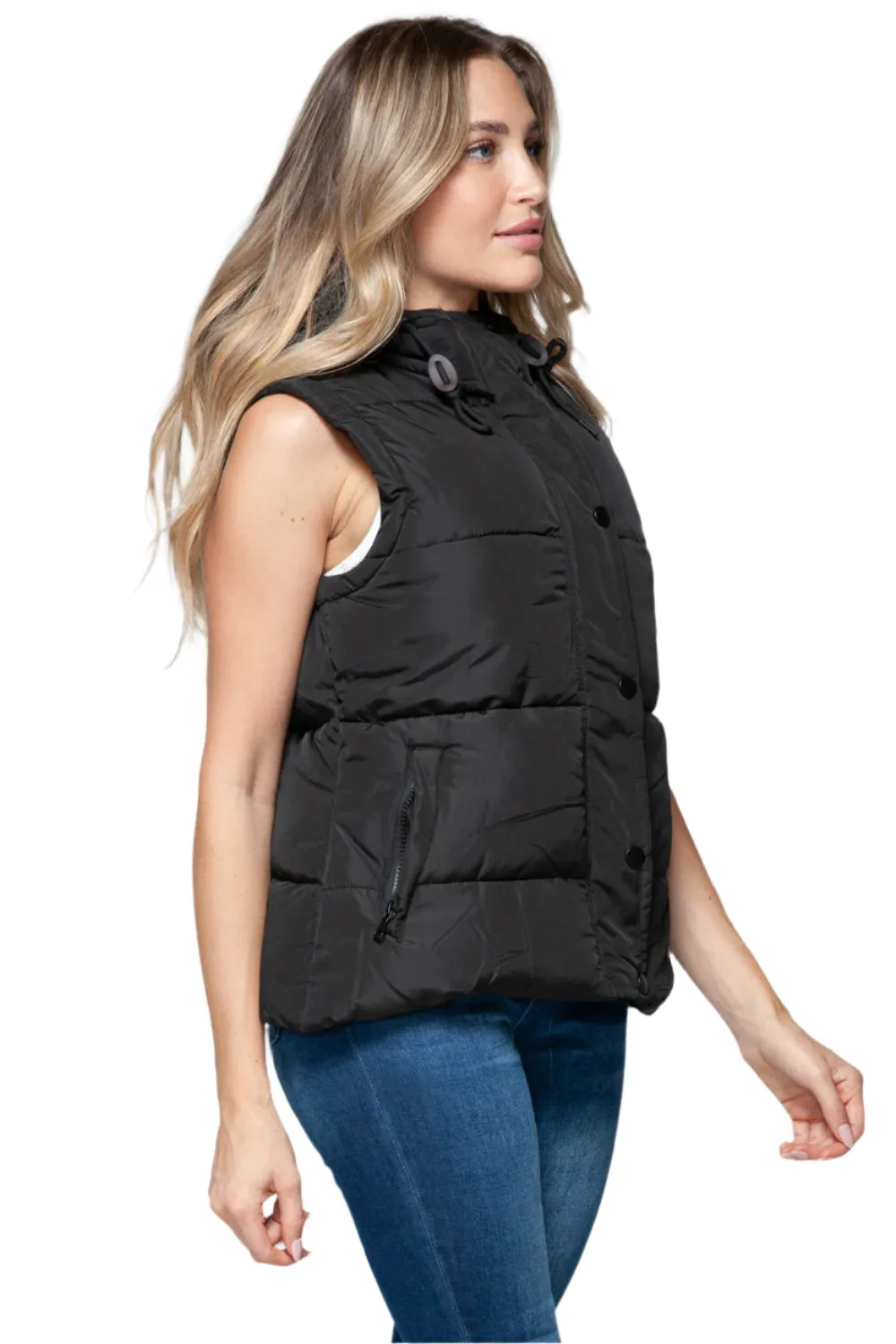 Snobbish Snap and Zip Closure Hooded Vest