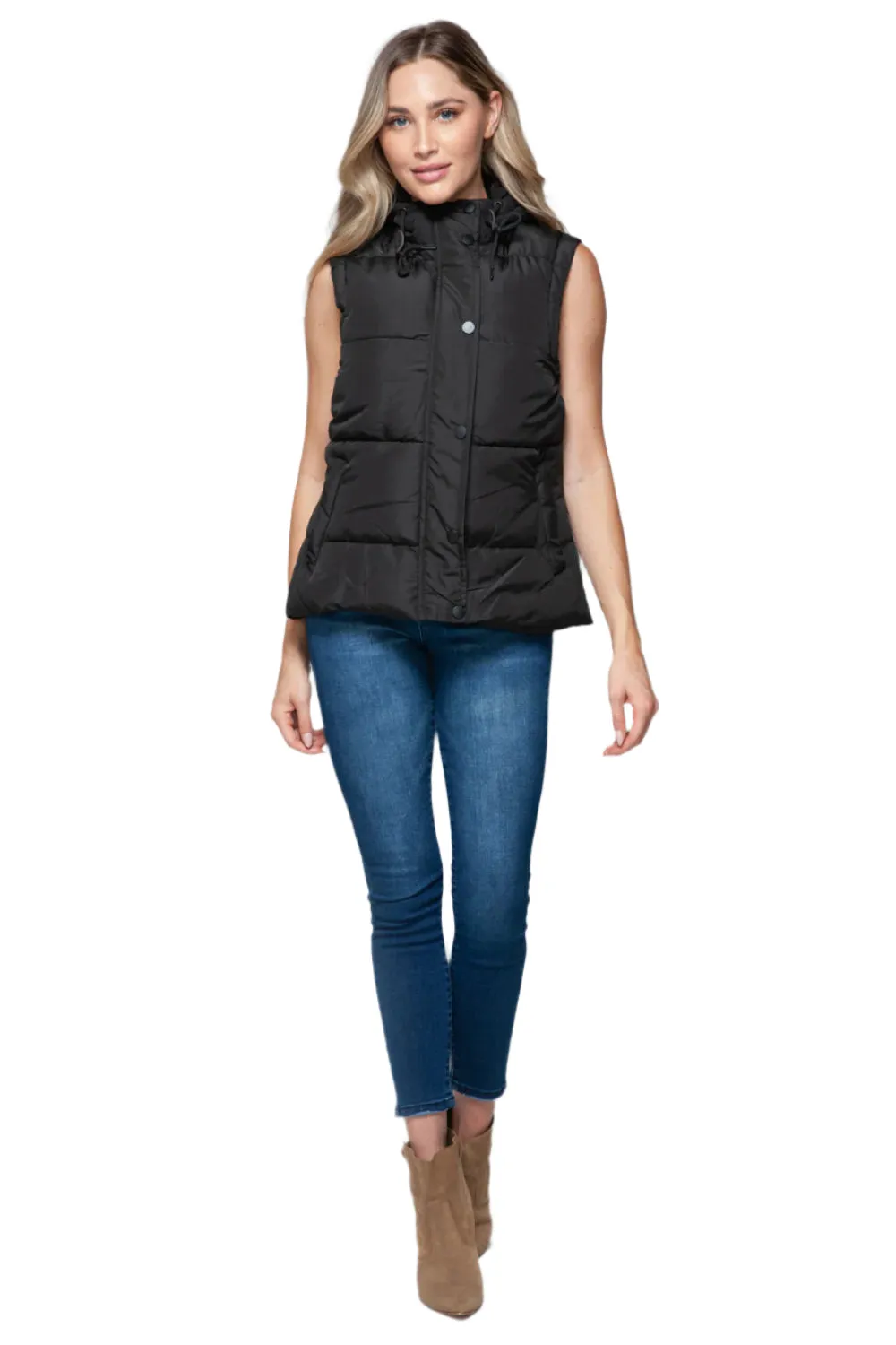 Snobbish Snap and Zip Closure Hooded Vest