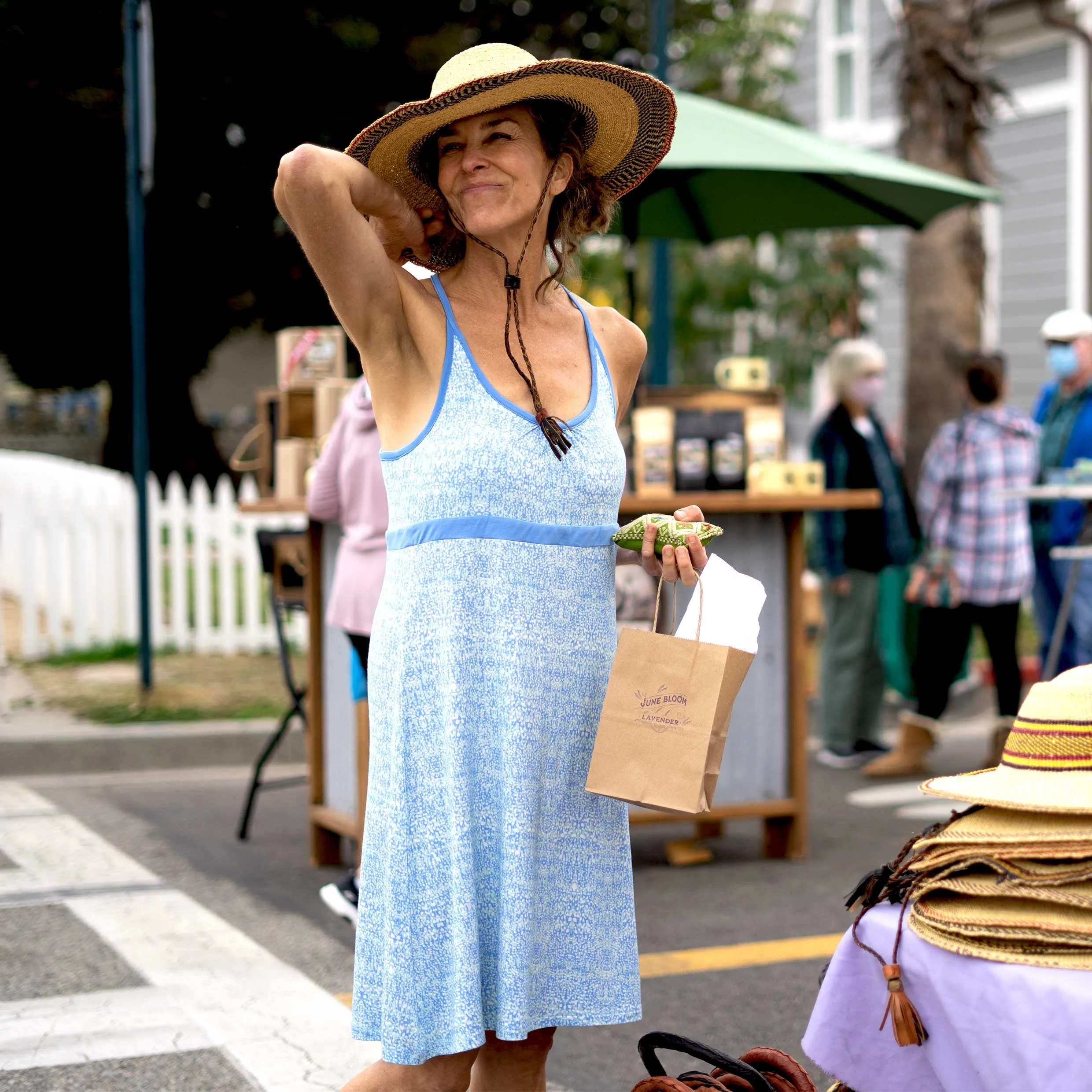 Strappy sundress in blue sea