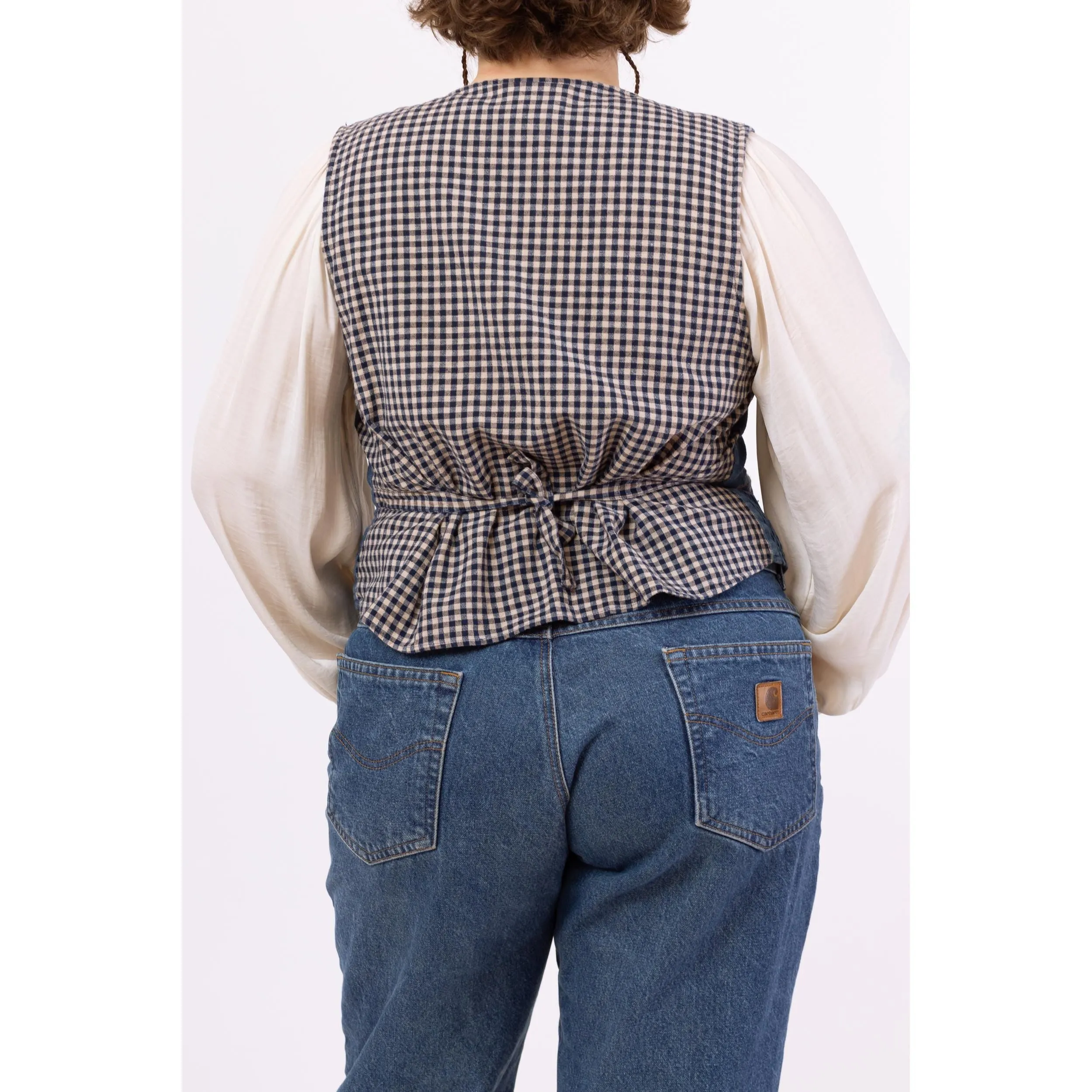 Vintage 90s Denim Floral Embroidered Vest - Extra Large