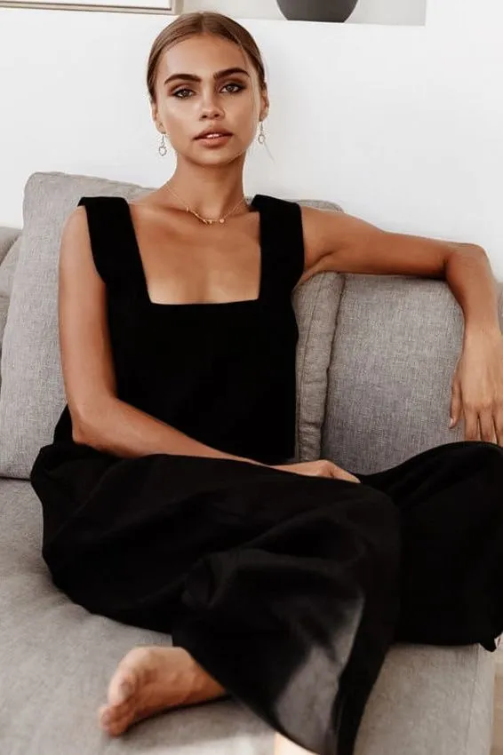 Wide-Leg Pants Square Neck Vest Two-Piece Suit