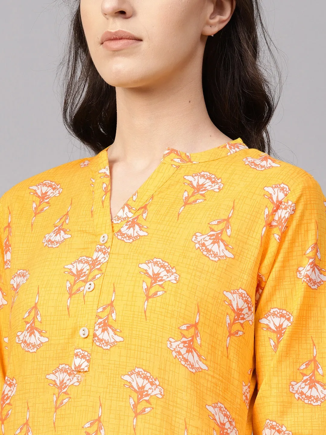 Women Yellow & Beige Printed Kurta Set