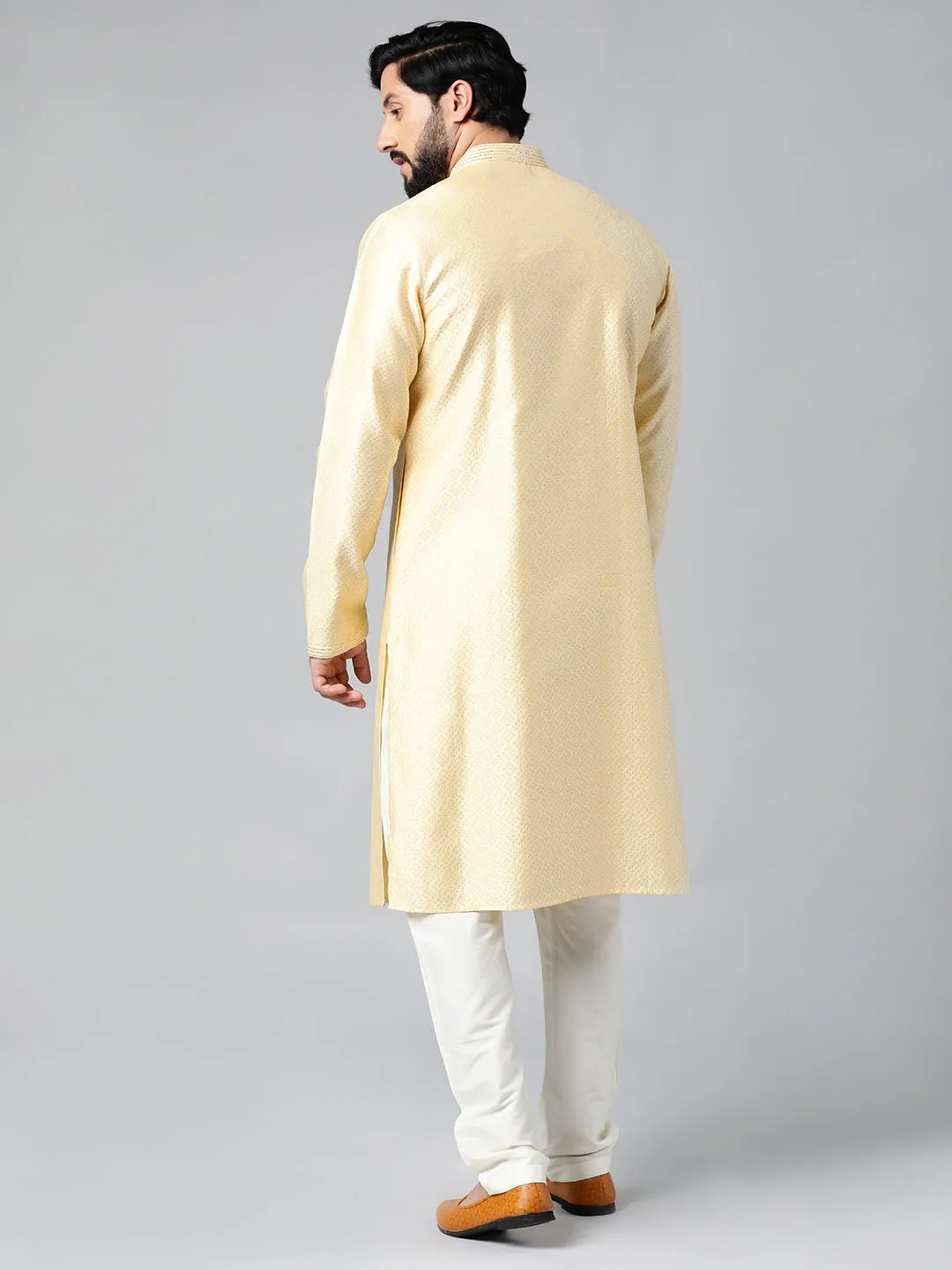 Yellow Jacquard Kurta Set