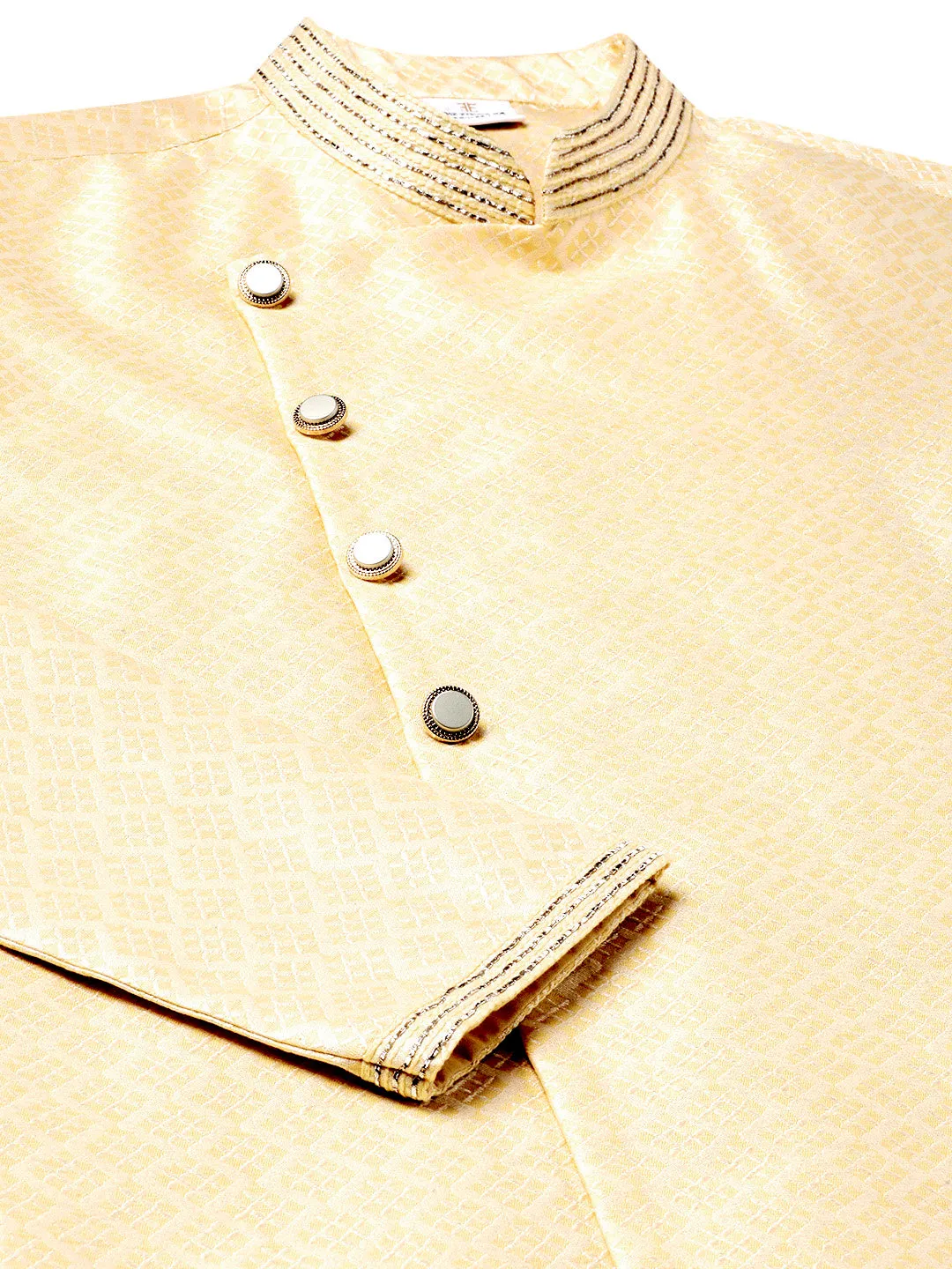 Yellow Jacquard Kurta Set