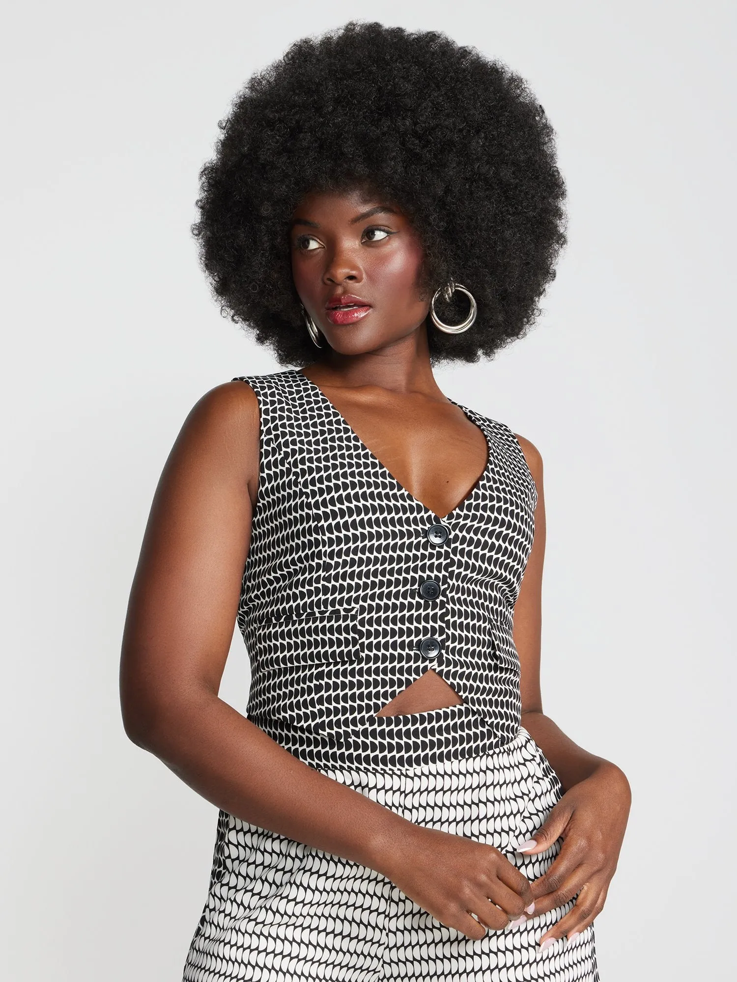 Zecora Printed Button-Front Vest